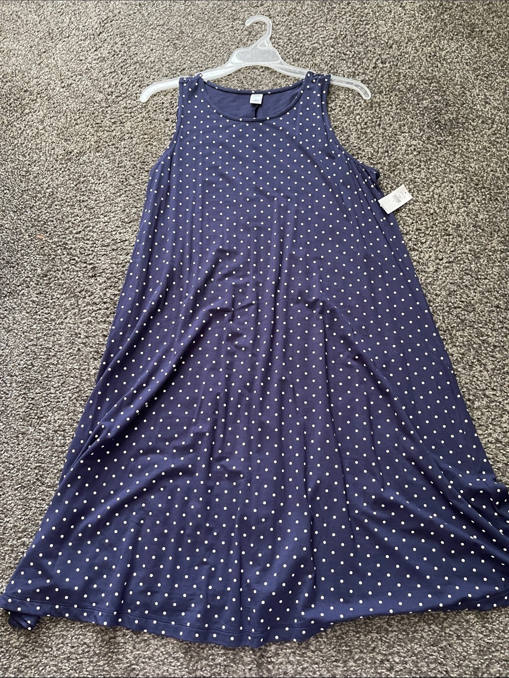 Women's Navy Polka Dot Sleeveless Swing Dress. Brand new with tags